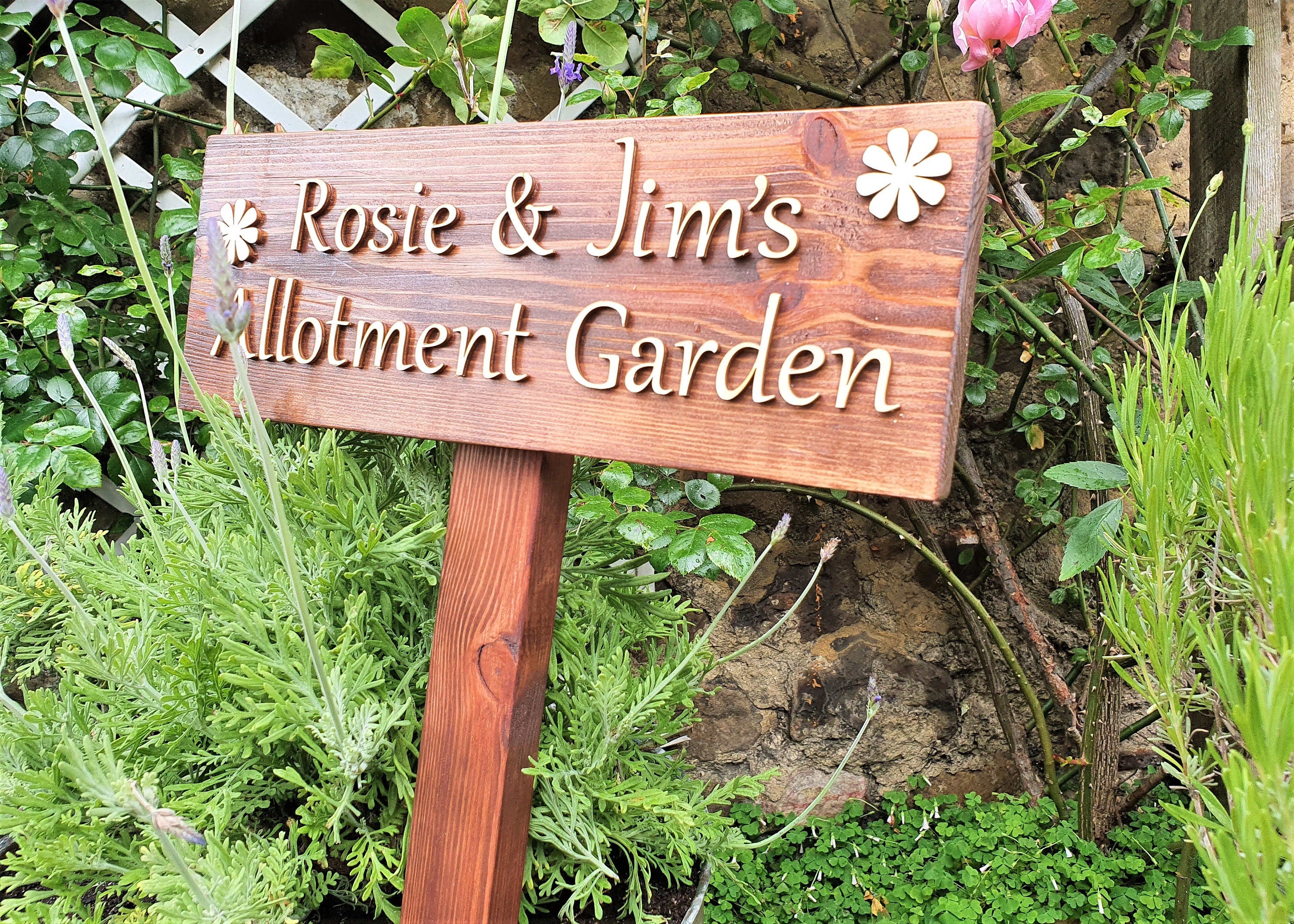 Personalised Garden Sign, House Sign, Garden Decor, House Name Sign, Business Sign, plaque, Solid Wood, Garden ornament, Personalised Gift