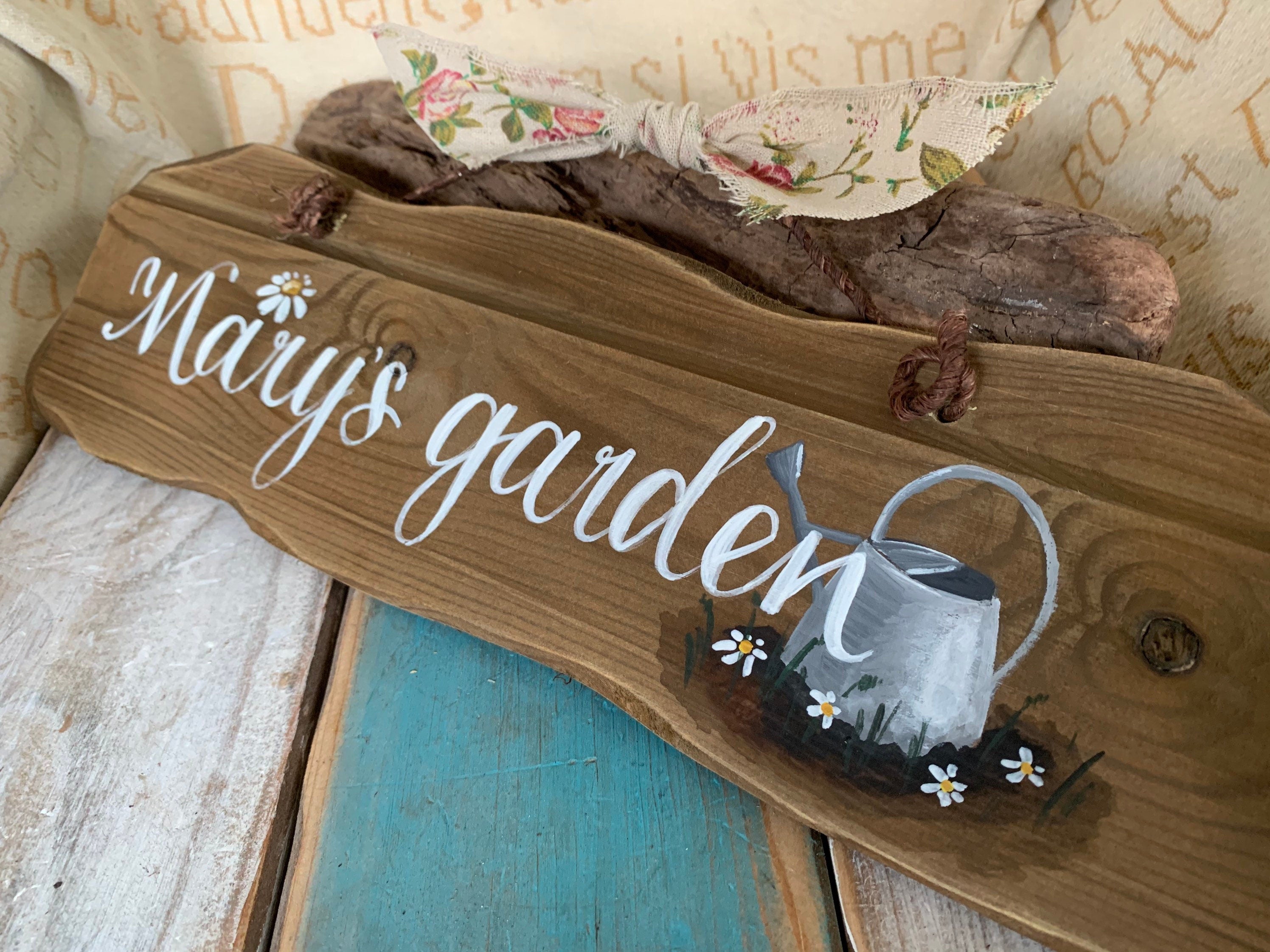 Custom Grandad's garden plaque. Unique birthday, anniversary & memorial gift. Trespassers will be composted sign. Handpainted custom sign