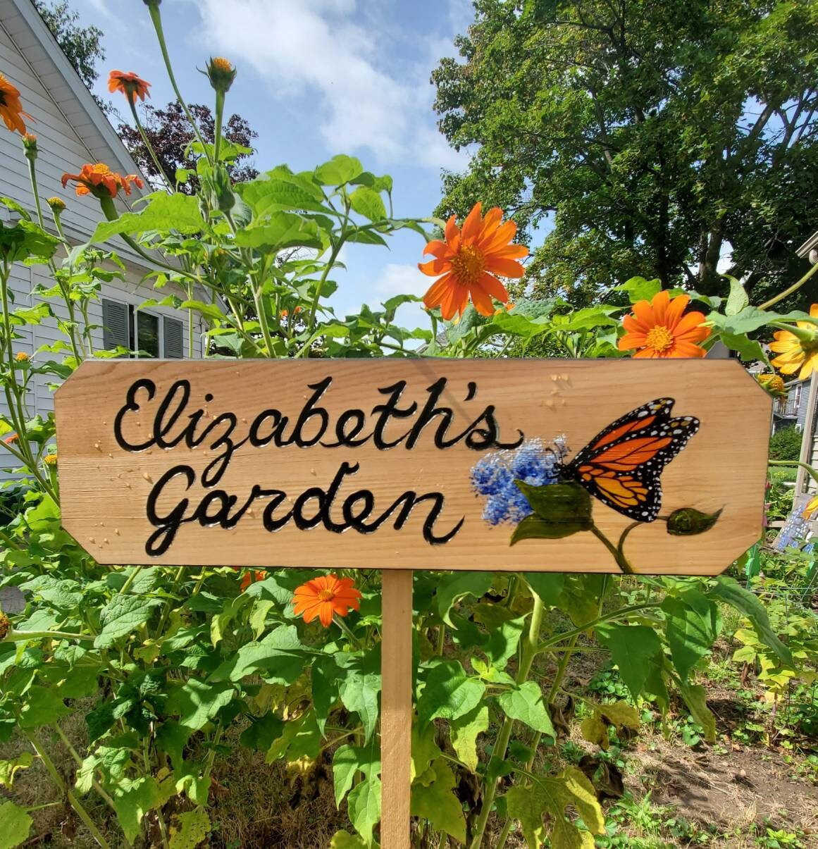 Sunflower Garden Sign Custom carved Garden Signs Personalized Garden Signs Carved wood Signs