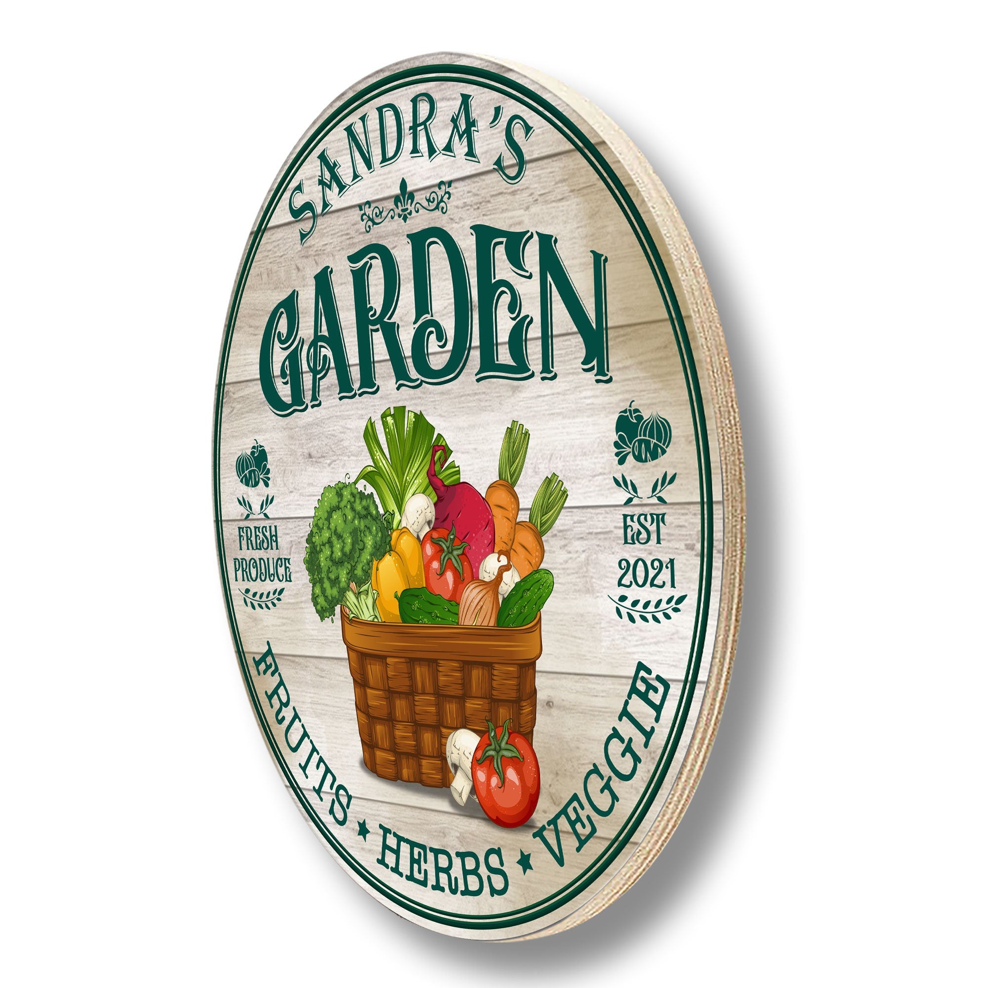 Personalized Garden Wood Sign , Garden Fresh Customized Wood Circle Sign, Custom Wood Sign Decors for Back Yard & Patio for Men Women