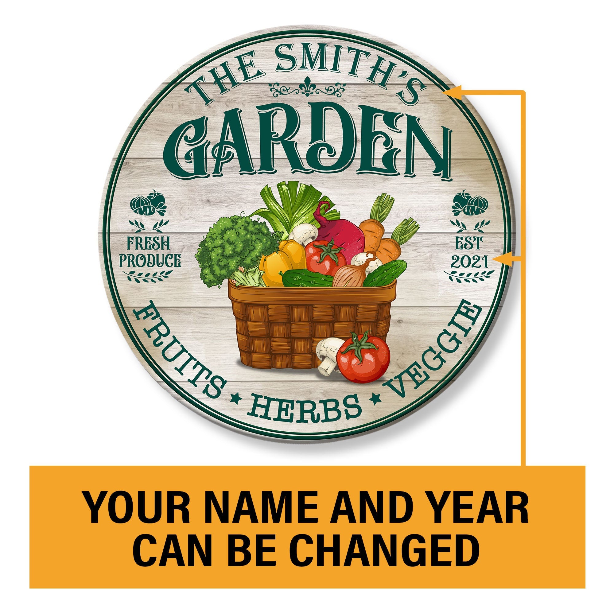 Personalized Garden Wood Sign , Garden Fresh Customized Wood Circle Sign, Custom Wood Sign Decors for Back Yard & Patio for Men Women