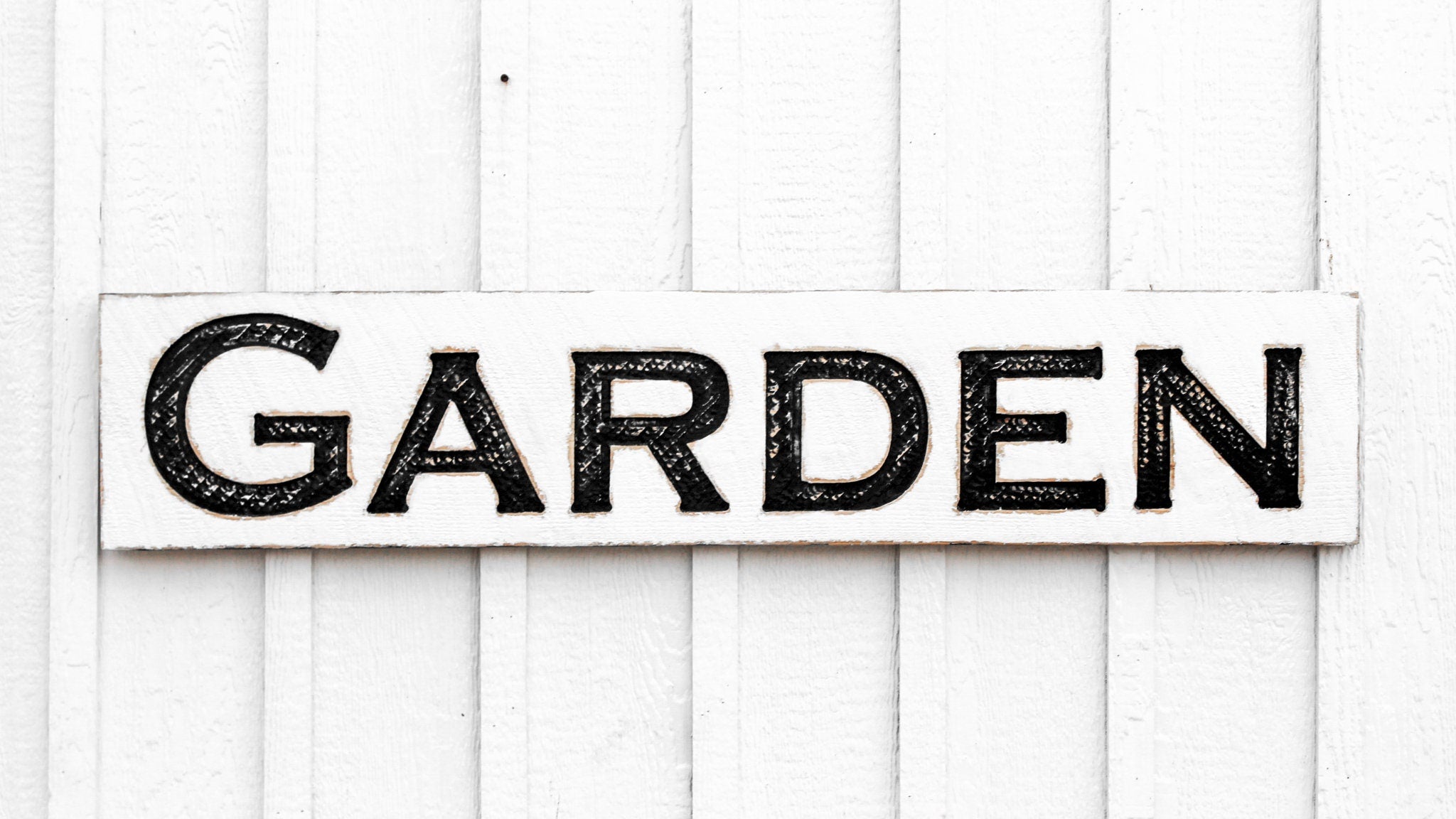X-Large Garden Sign - Carved in a 48"x10" Solid Wood Board Rustic Distressed Ad Farmhouse Spring Summer Farmers Market Wood Gardeners Gift