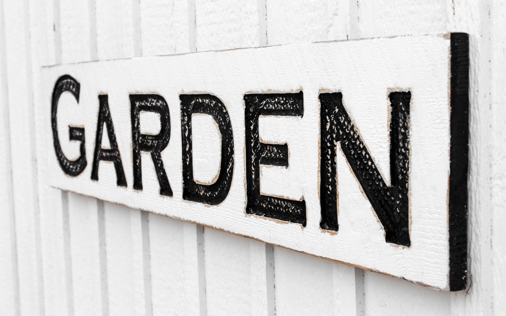 X-Large Garden Sign - Carved in a 48"x10" Solid Wood Board Rustic Distressed Ad Farmhouse Spring Summer Farmers Market Wood Gardeners Gift