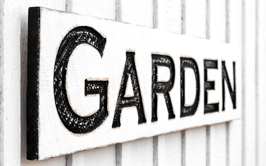 X-Large Garden Sign - Carved in a 48"x10" Solid Wood Board Rustic Distressed Ad Farmhouse Spring Summer Farmers Market Wood Gardeners Gift