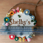 Personalised Garden Engraved Hanging Wooden Log Sign with Floral Ladybug and Bumblee Bee Decor 12-13cm