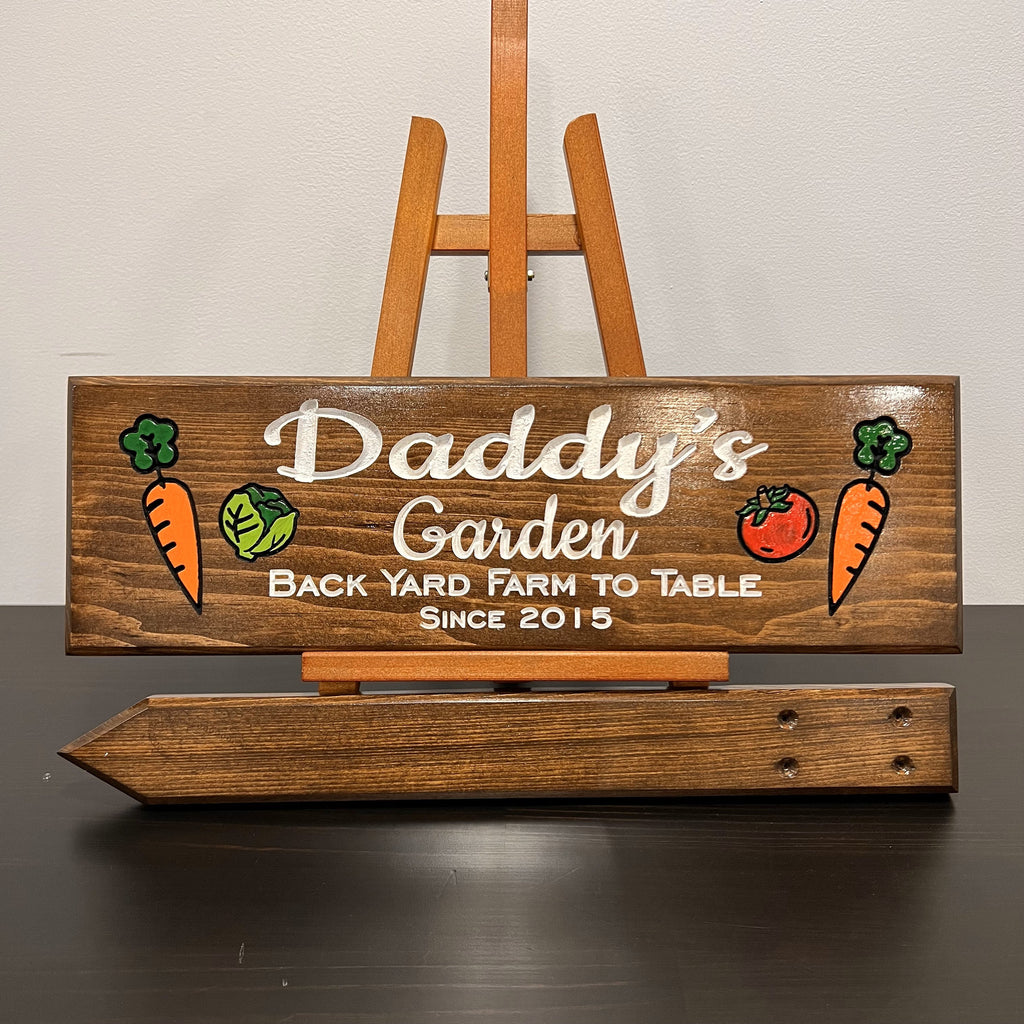 Custom Garden Sign with Stake included, Personalized Garden Marker, Vegetable Stake Sign, Yard and Patio Decor, Father's Day Gift