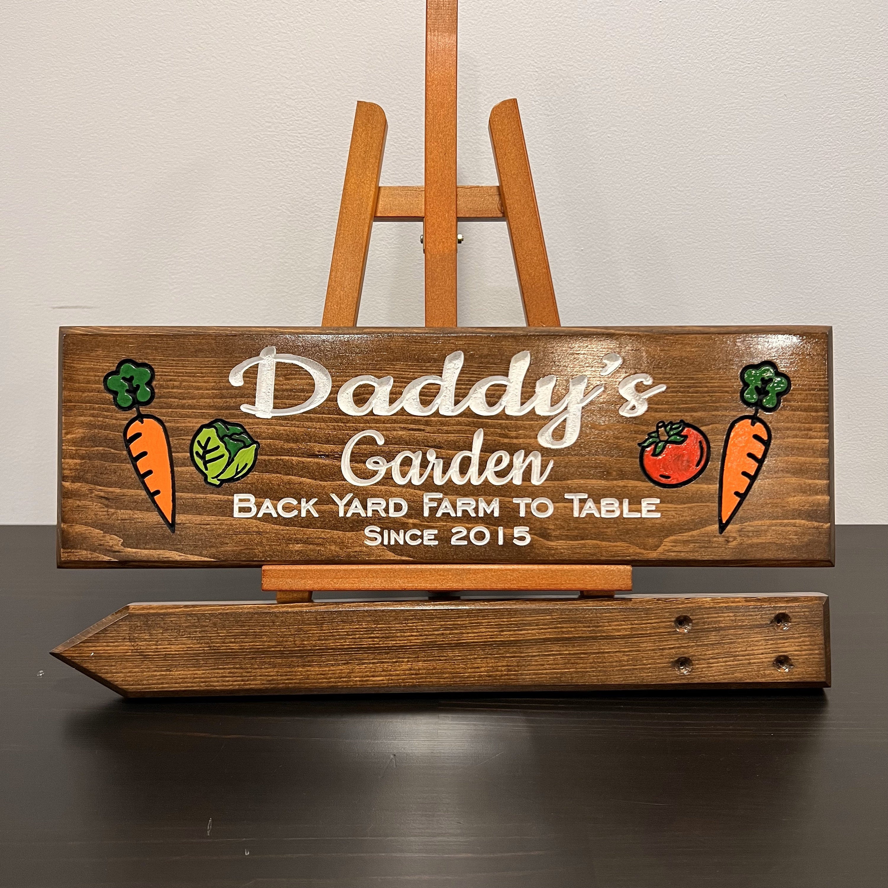 Custom Garden Sign with Stake included, Personalized Garden Marker, Vegetable Stake Sign, Yard and Patio Decor, Father's Day Gift