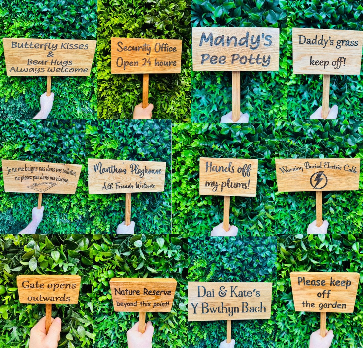 Soild Oak personalised Ground Stake sign/ garden sign(words of your Choice) you can add a picture to this, Please LOOK at PICTURES for IDEAS