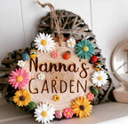 Personalised Garden Engraved Hanging Wooden Log Sign with Floral Ladybug and Bumblee Bee Decor 12-13cm