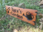 Custom Wood Garden Sign, Personalized Name Gardening Sign, Customized Rustic Carved Wooden Outdoor Plaque, Outside Gardening Decoration Gift