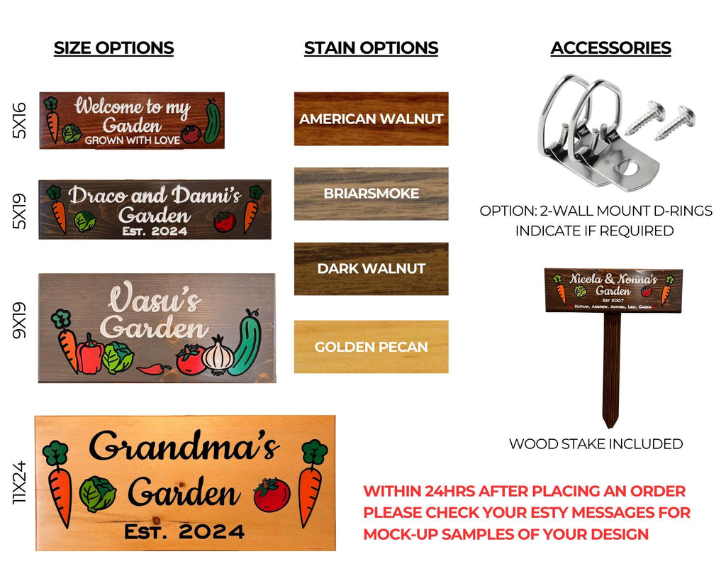 Custom Garden Sign with Stake included, Personalized Garden Marker, Vegetable Stake Sign, Yard and Patio Decor, Father's Day Gift
