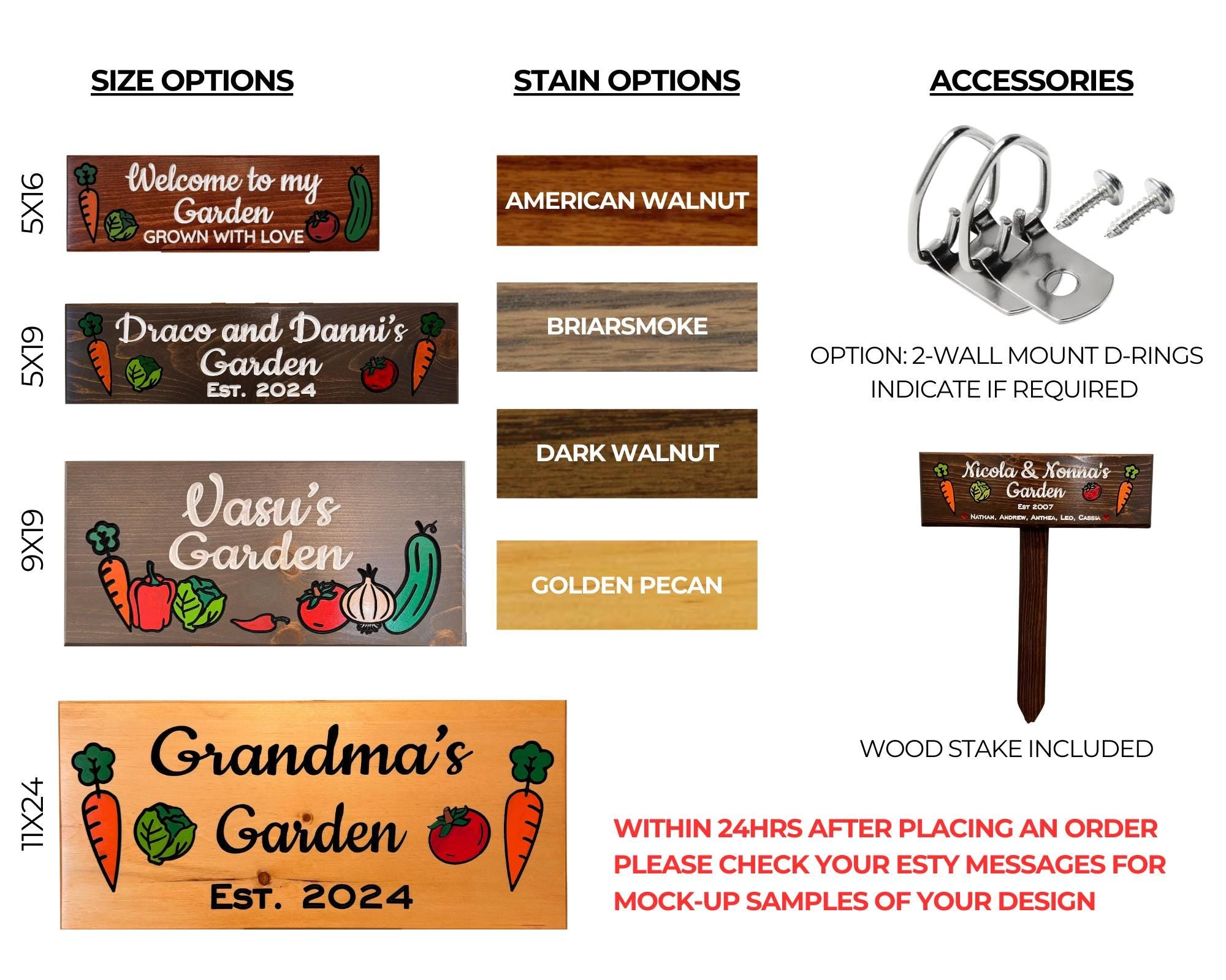 Custom Garden Sign with Stake included, Personalized Garden Marker, Vegetable Stake Sign, Yard and Patio Decor, Father's Day Gift