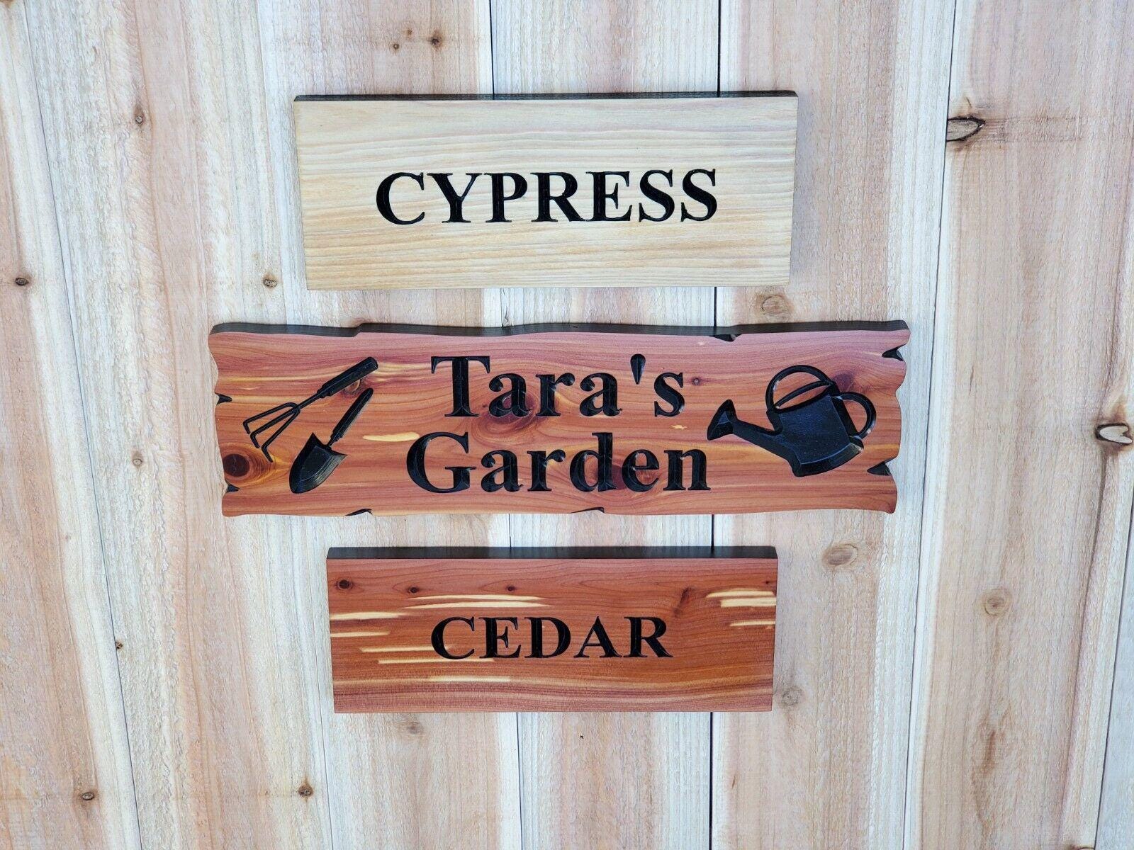 Custom Wood Garden Sign, Personalized Name Gardening Sign, Customized Rustic Carved Wooden Outdoor Plaque, Outside Gardening Decoration Gift