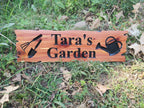 Custom Wood Garden Sign, Personalized Name Gardening Sign, Customized Rustic Carved Wooden Outdoor Plaque, Outside Gardening Decoration Gift