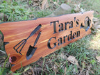 Custom Wood Garden Sign, Personalized Name Gardening Sign, Customized Rustic Carved Wooden Outdoor Plaque, Outside Gardening Decoration Gift