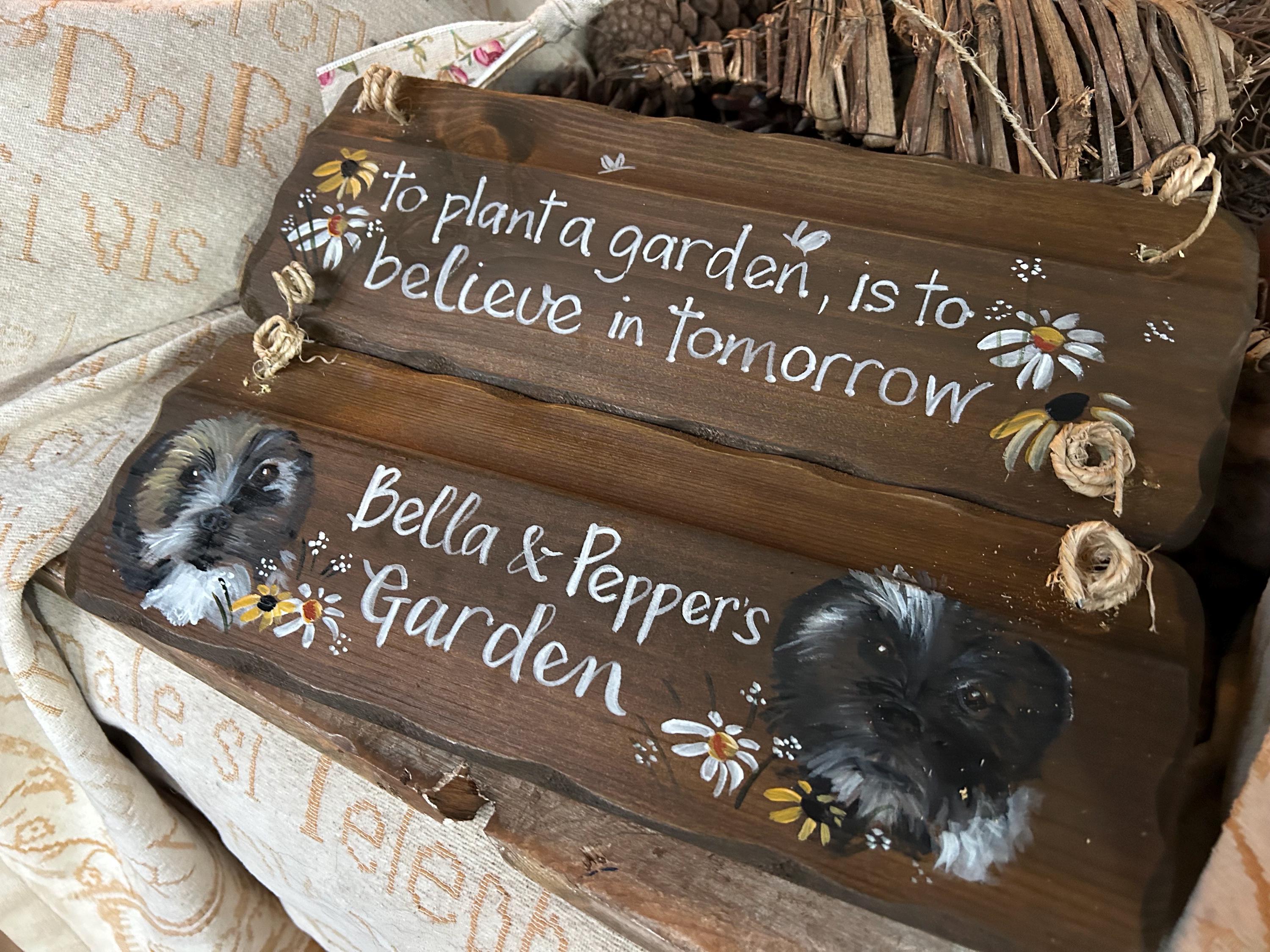 Custom Grandad's garden plaque. Unique birthday, anniversary & memorial gift. Trespassers will be composted sign. Handpainted custom sign