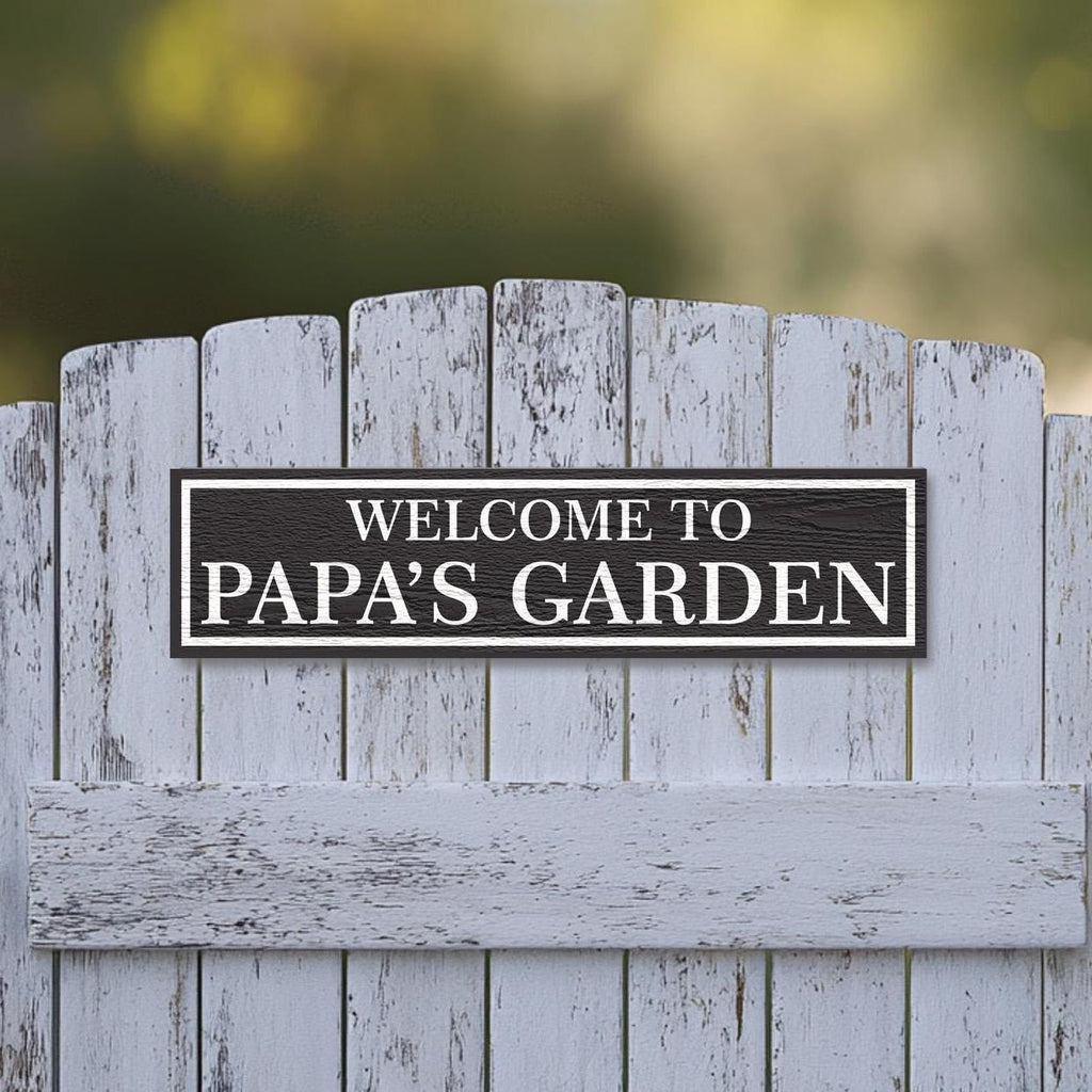 Rustic Garden Greeting Sign Personalized with Name - Custom Outdoor Welcome Sign for Home or a Gift for Gardner Papa, Grandpa, Dad
