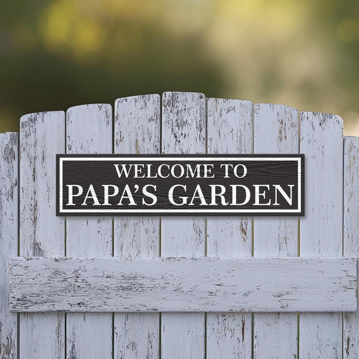 Rustic Garden Greeting Sign Personalized with Name - Custom Outdoor Welcome Sign for Home or a Gift for Gardner Papa, Grandpa, Dad