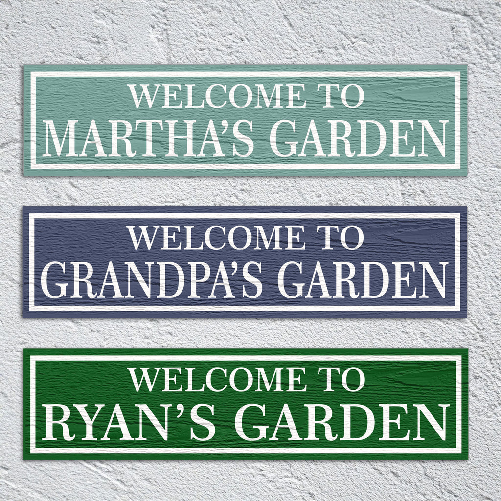 Rustic Garden Greeting Sign Personalized with Name - Custom Outdoor Welcome Sign for Home or a Gift for Gardner Papa, Grandpa, Dad