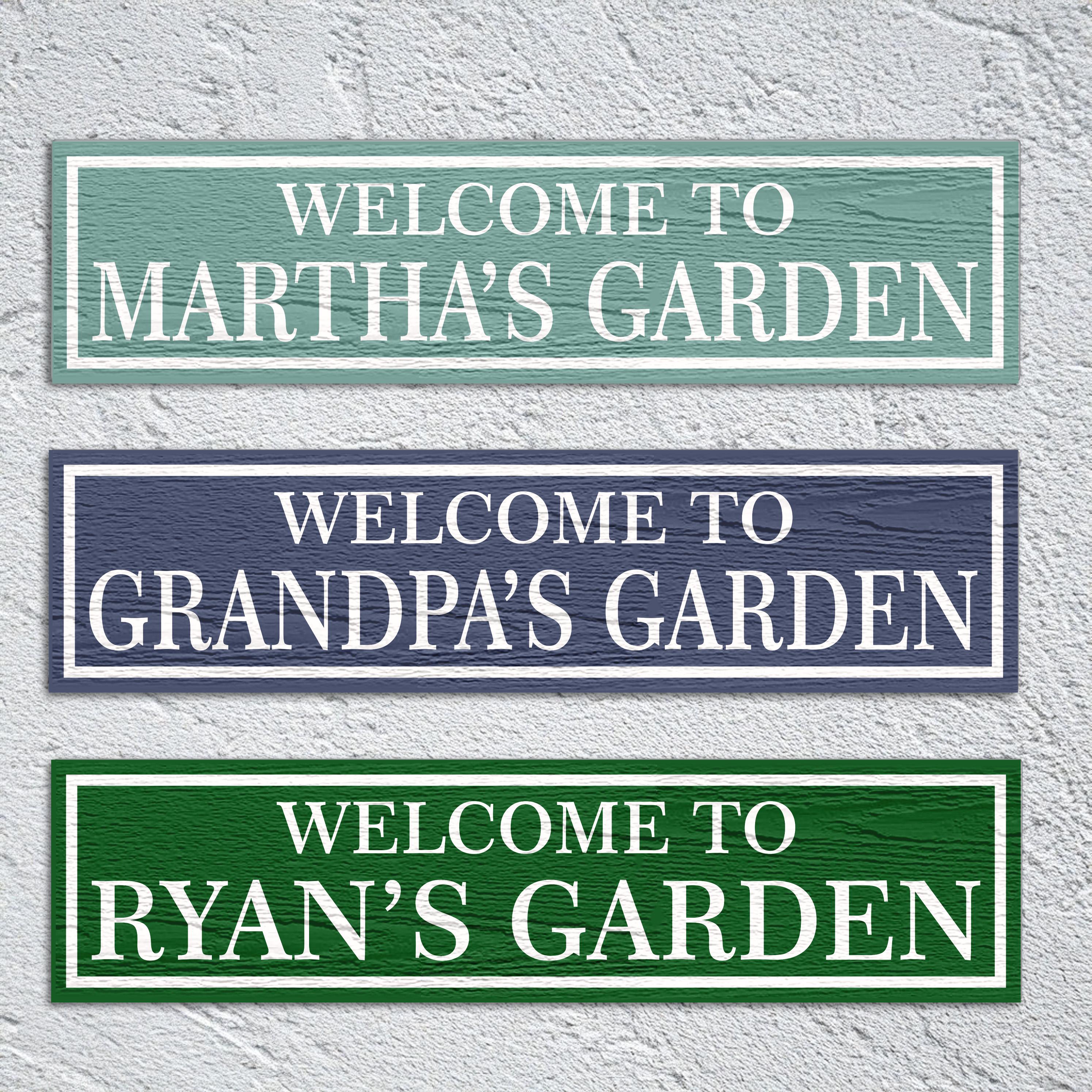 Rustic Garden Greeting Sign Personalized with Name - Custom Outdoor Welcome Sign for Home or a Gift for Gardner Papa, Grandpa, Dad
