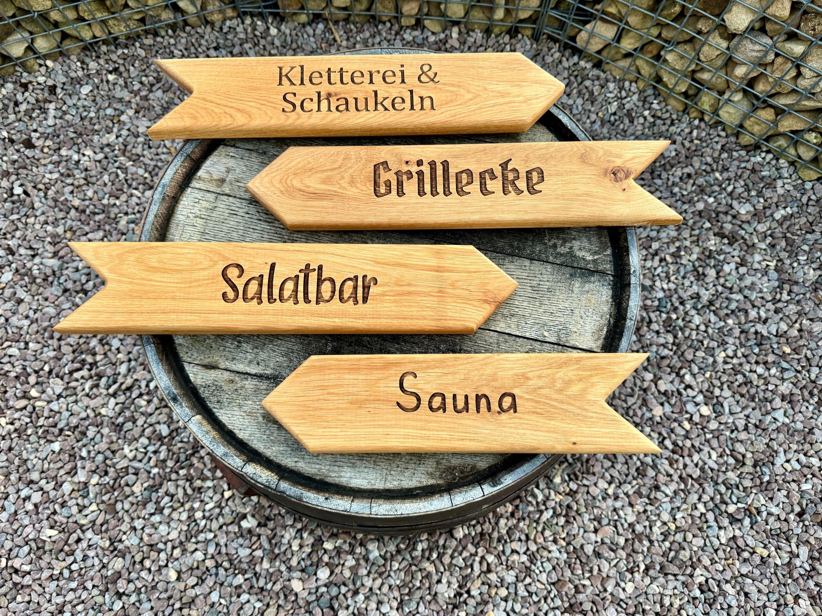 Rustic signpost made of oak garden sign, signpost sign garden, living, wedding and garden decoration wood for house and garden, oak wooden sign