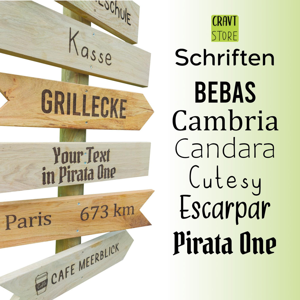 Rustic signpost made of oak garden sign, signpost sign garden, living, wedding and garden decoration wood for house and garden, oak wooden sign