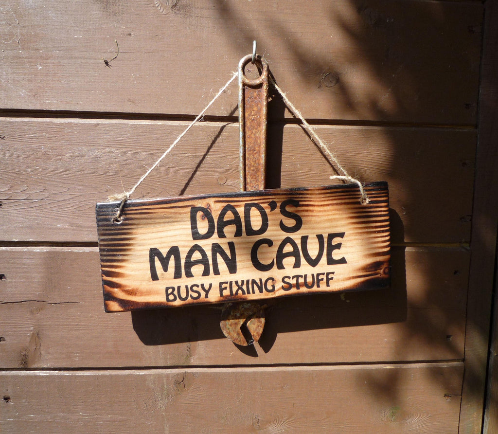 Handmade Personalised Sign Wooden Custom Message Bithday Dad Daddy Grandad Taid Name Words Outdoor Garden Shed Rescue Upcycle 8438549477700