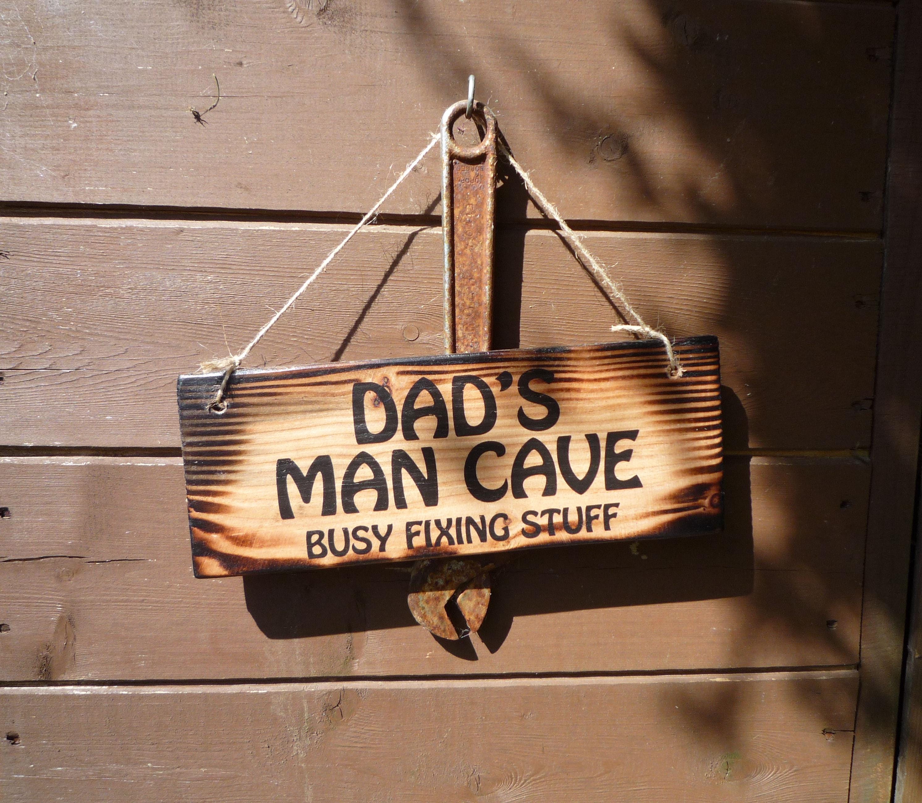 Handmade Personalised Sign Wooden Custom Message Bithday Dad Daddy Grandad Taid Name Words Outdoor Garden Shed Rescue Upcycle 8438549477700