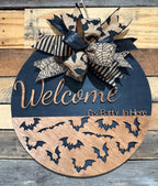 Halloween wooden door hanger