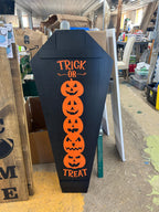Hand-Painted Coffin Welcome Porch Sign