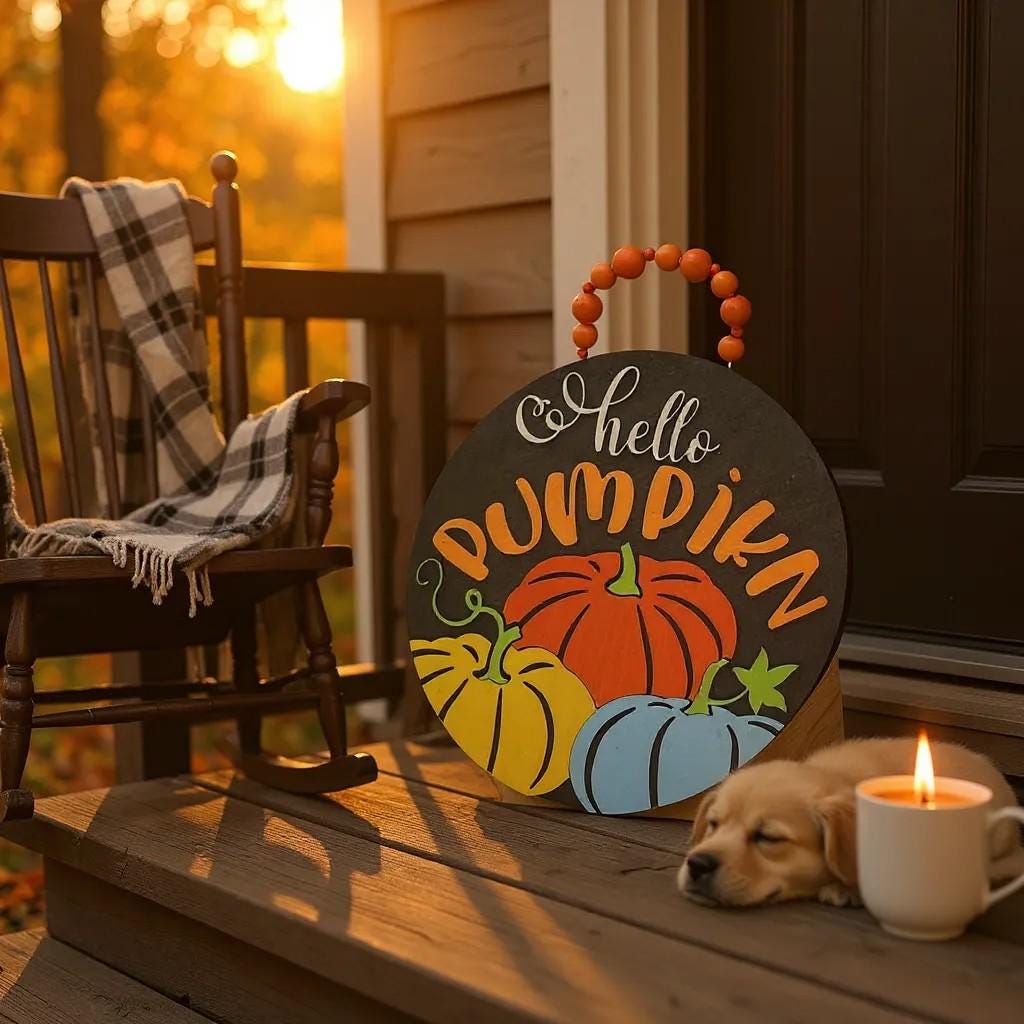 Thanksgiving Decor Hello Pumpkin Door Hanger