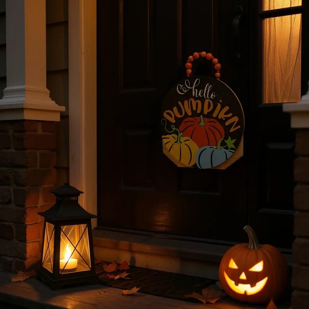 Thanksgiving Decor Hello Pumpkin Door Hanger