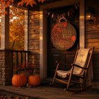Door Hanger Hello Fall Round Door Sign
