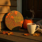 Door Hanger Hello Fall Round Door Sign