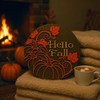 Door Hanger Hello Fall Round Door Sign