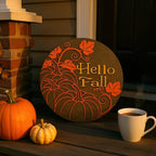 Door Hanger Hello Fall Round Door Sign