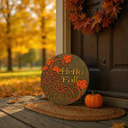 Door Hanger Hello Fall Round Door Sign