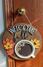 Modern fun coffee autumn door sign
