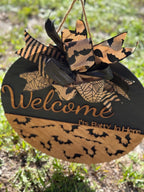 Halloween wooden door hanger