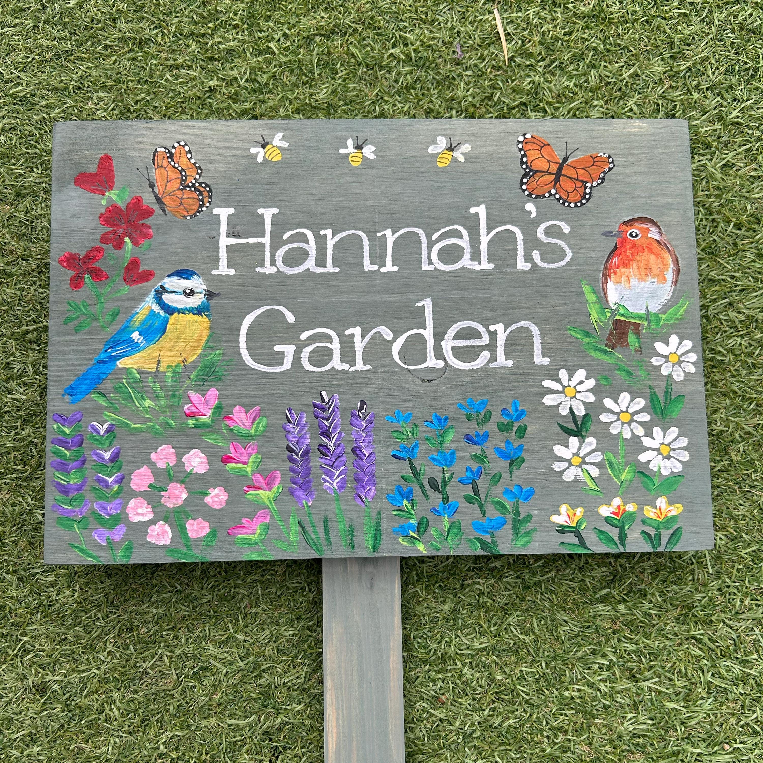 Personalised Wildflower & Birds Garden Sign
