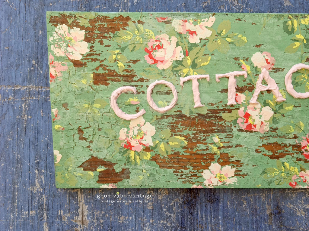 Chippy Green Milk Painted Cottage Garden Sign