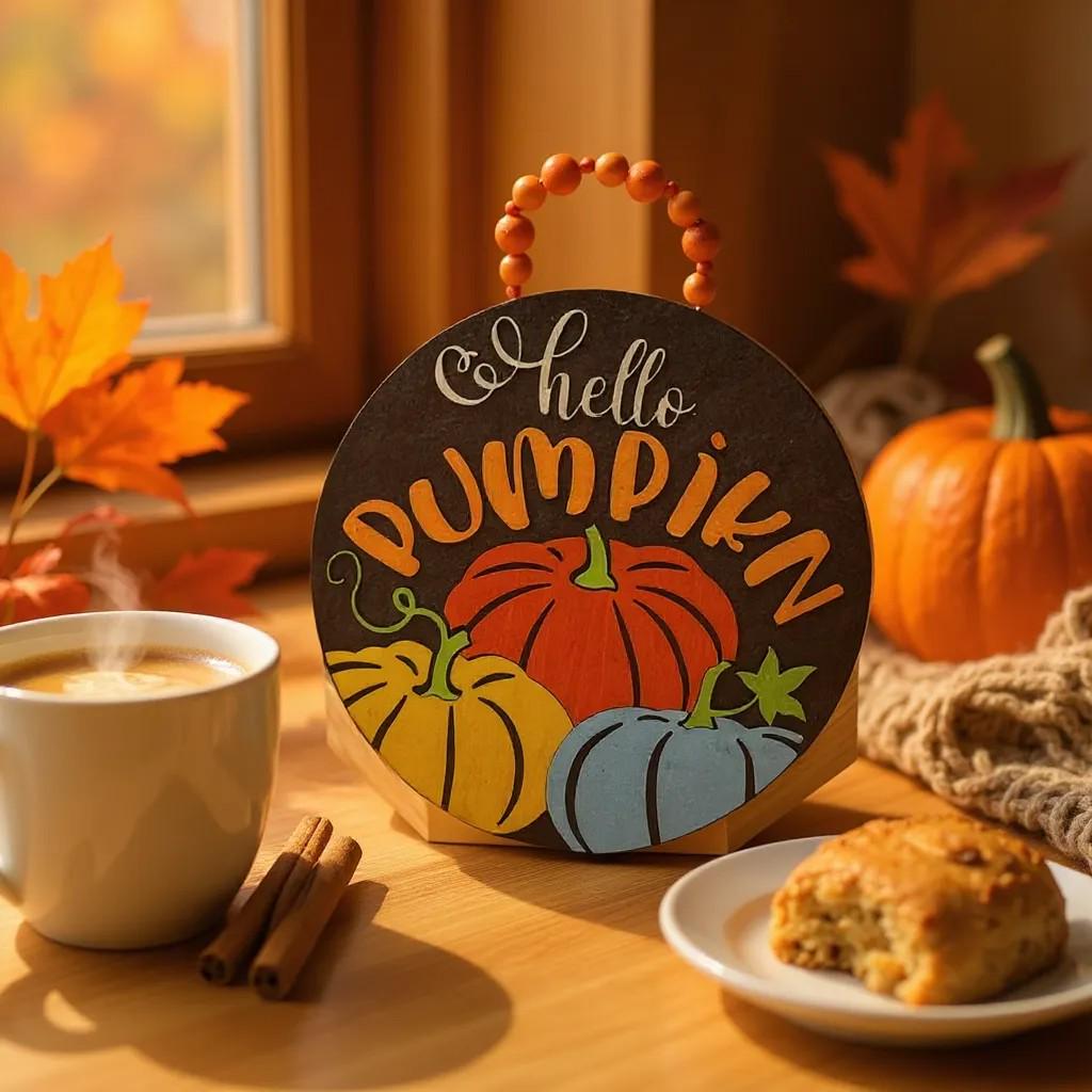 Thanksgiving Decor Hello Pumpkin Door Hanger