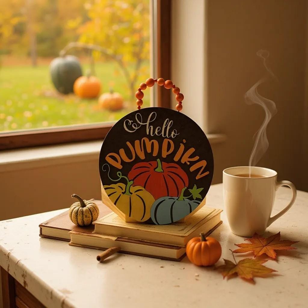 Thanksgiving Decor Hello Pumpkin Door Hanger