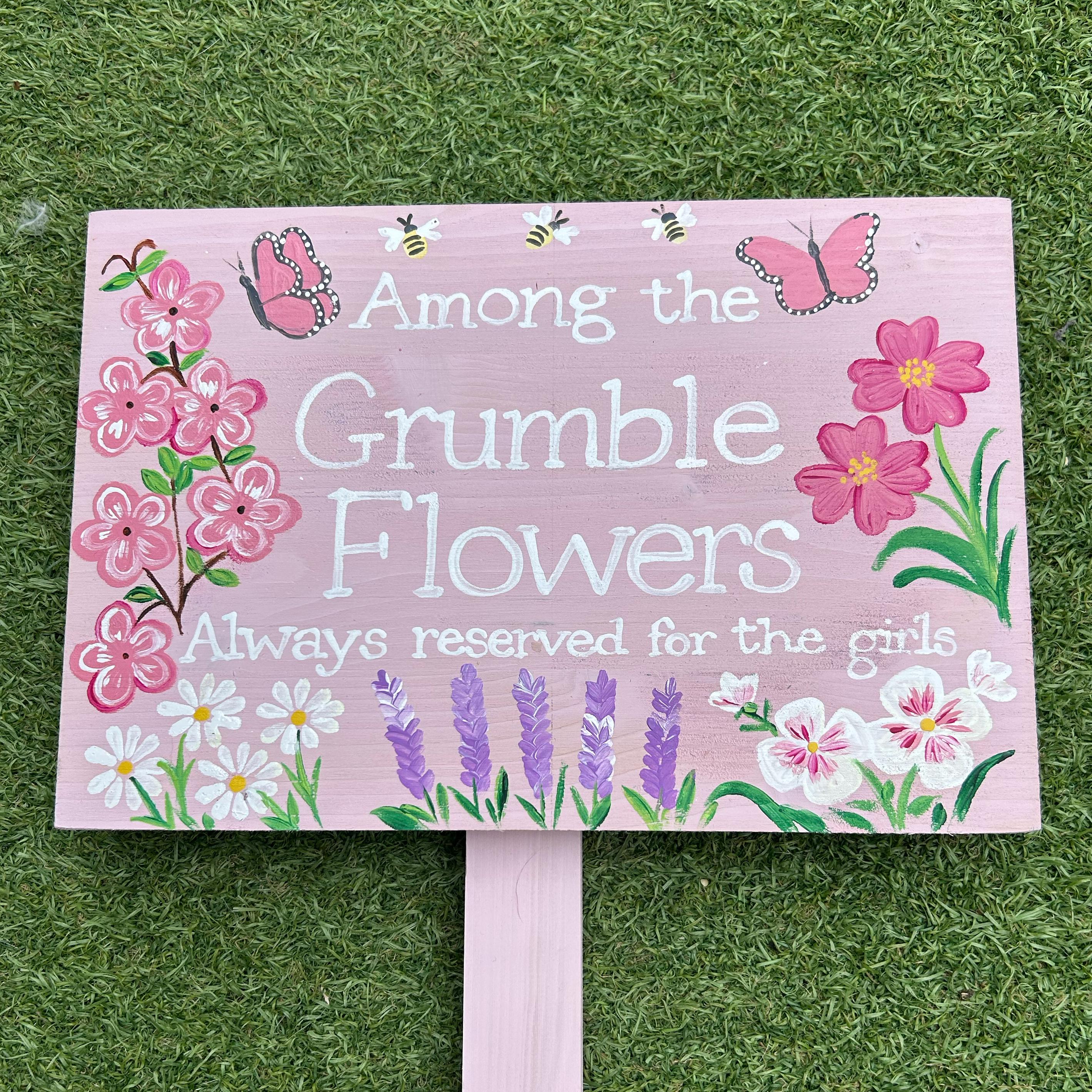 Personalised Large Pink Wildflower Garden Sign
