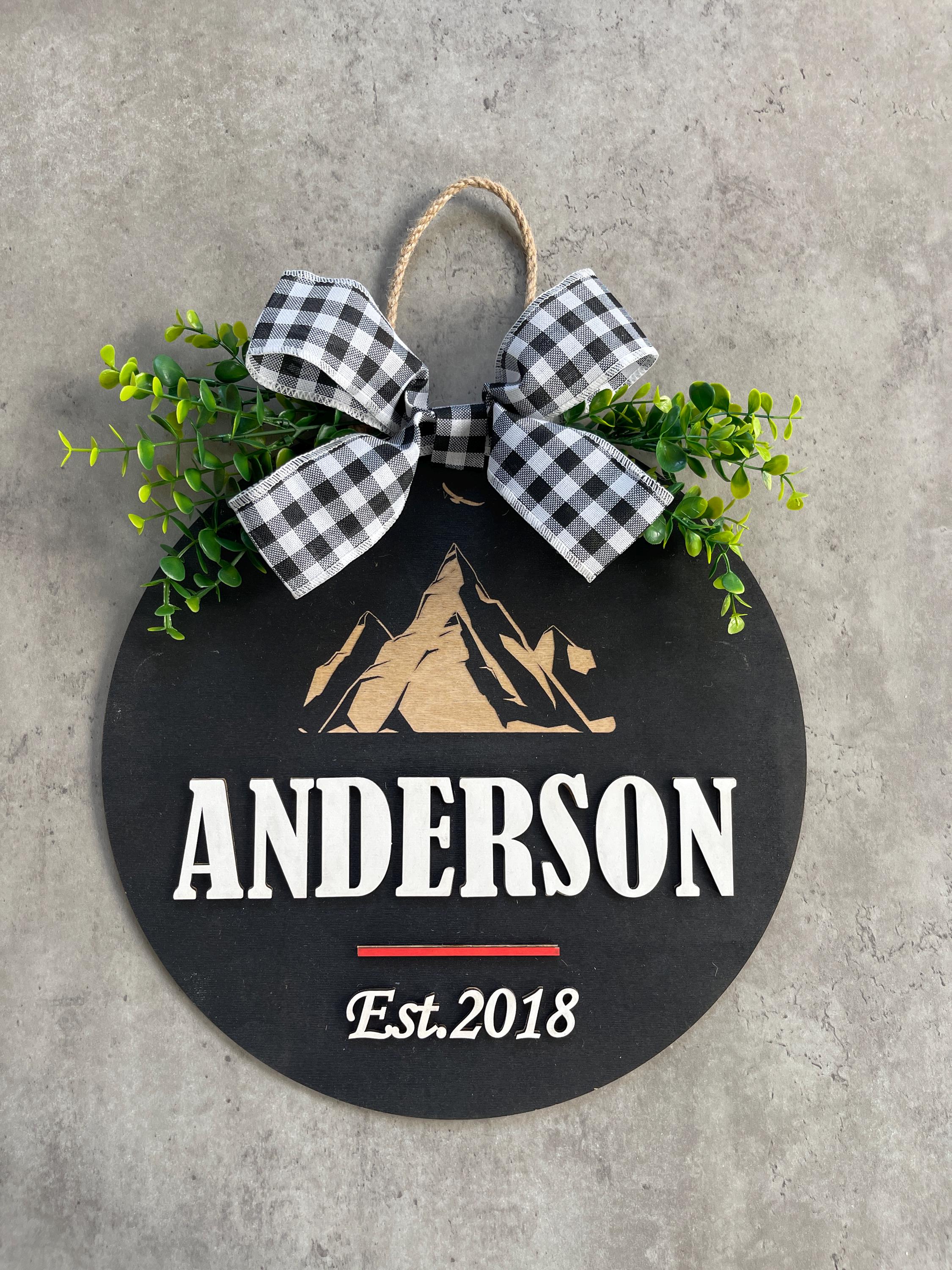 Personalized Family Last Name Front Door Sign