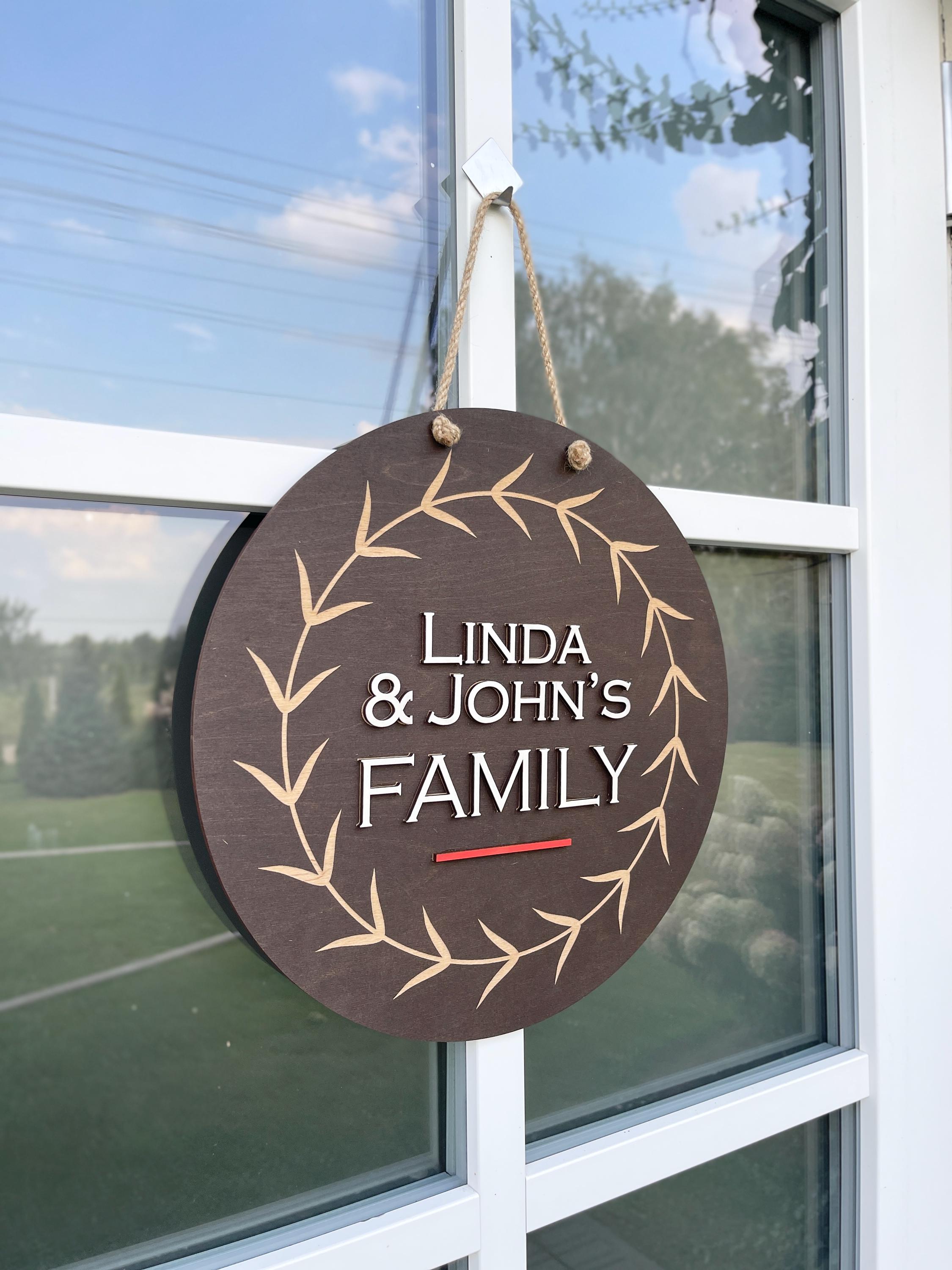 Personalized Family Last Name Front Door Sign