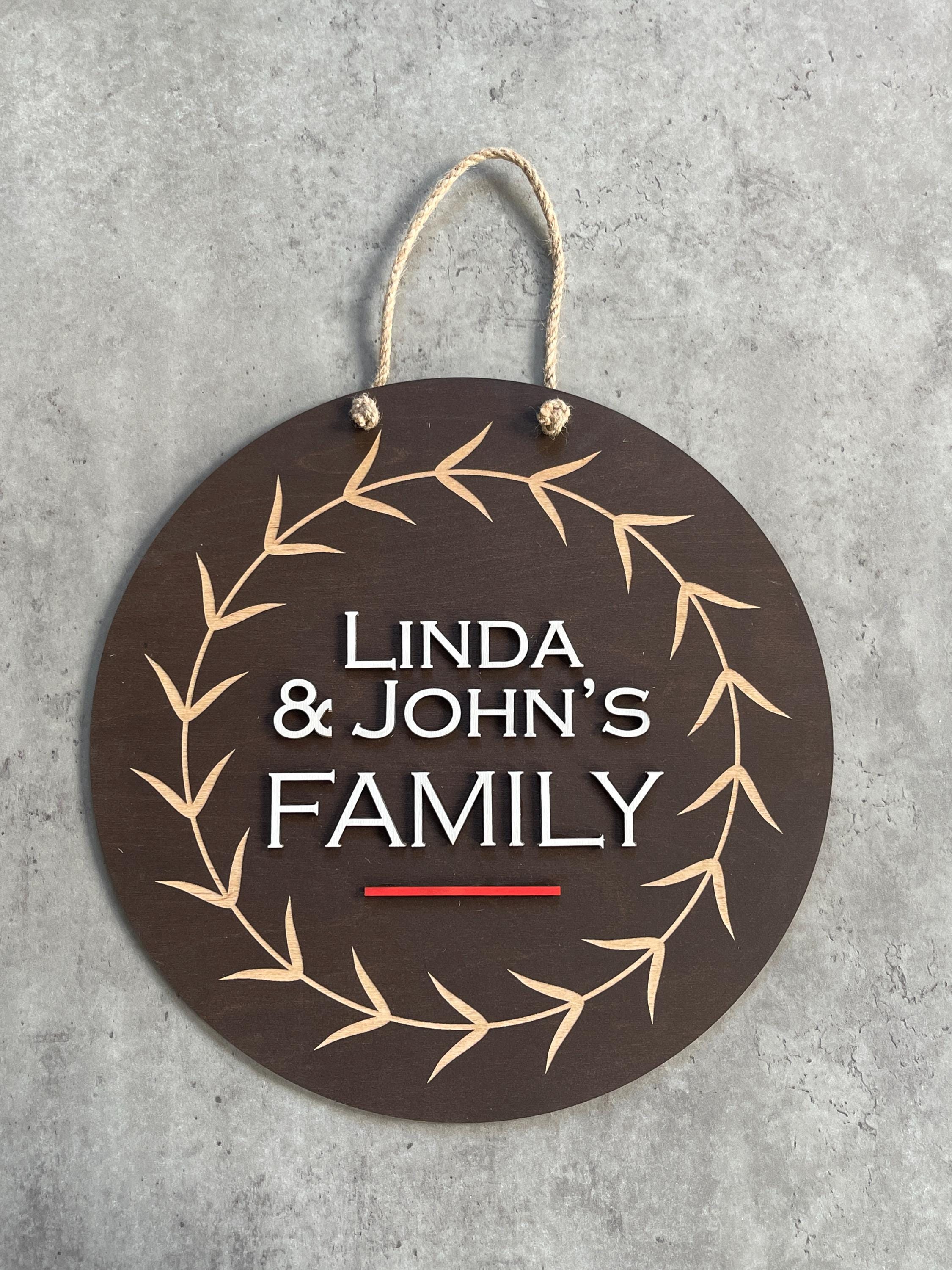 Personalized Family Last Name Front Door Sign